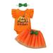 Clothes for Kids Pumpkins Letters Prints Romper Skirt Hairband 3Pcs Kids Outfits