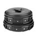 8Pcs/set Portable Outdoor Travel Camping Cookware Picnic Cookware Cooking Pot Pan Bowel Set Camp Accessories Equipment black