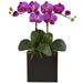 Silk Plant Nearly Natural Double Mini Phalaenopsis in Black Vase - Orchid