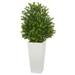 Silk Plant Nearly Natural Sweet Grass Artificial Plant in White Tower Planter (Indoor/Outdoor)