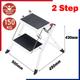 2-Step Folding Ladder Stepladder, Portable Ladder with Non-Slip Feet, Collapsible for Compact Storage, Lightweight Steps, Strong Steel Structure with