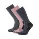 TOG24 Villach 3 Pack Womens Trek Socks Dark Grey Marl/Faded Pink/Washed Blue - Multicolour Wool - Size Medium