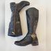 Michael Kors Shoes | Michael Kors Fulton Harness Riding Boots Pull On Tall Black Rain Snow Size 10 M | Color: Black/Gold | Size: 10