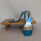 Nine West Shoes | Nine West Zabbi Slide Sandals - Blue Iridescent | Color: Blue | Size: 7.5