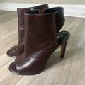 Coach Shoes | Coach Izzie Brown Leather Peep Toe Stiletto Heel Booties | Color: Brown | Size: 7