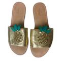 Kate Spade Shoes | Kate Spade Gold Pineapple Shoes Sandals Slip Ons Size 9m | Color: Gold/Green | Size: 9