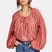 Free People Tops | Free People Maria Maria Lace Blouse Womens Size S Coral Embroidered Peasant Top | Color: Pink | Size: S