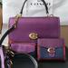 Coach Bags | Coach Parker Metallic Color Block Purple Leather Top Handle Crossbody Set Euc | Color: Purple | Size: Os