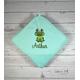 Kapuzenhandtuch mit Frosch und Namen bestickt | personalisiertes Handtuch 100x100 cm | Geschenkidee Geburt Baby Kind Badetuch mint grün