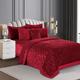 BQC Quilted Super Soft 3 Piece Luxurious Plush Velvet Bedspread Warm Cozy Comforter Set Bed Throw with Pillow Cases for Bedroom Décor Washable (Burgundy, Super King)