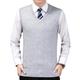 SAWEEZ Mens Knitted Sweater Vest, V-Neck Cashmere Vest Jumper Fine Knit Sweater Sleeveless Wool Waistcoat Casual Pullover Knitwear Gilets Business Waistcoat Tank Top,Light Grey,L
