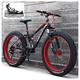 USMASK Dual-Suspension Mountain Bikes with Dual Disc Brake for Adults Men Women, All Terrain Anti-Slip Fat Tire Mountain Bicycle, High-Carbon Steel Mountain Trail Bike/Red/26 inch 24 Speed