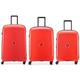 Delsey Paris - Belmont Plus Suitcase Set, 3 Hard Shell Ultralight Cabin Luggage, 55 cm, Medium, 76 cm, 82 cm, Fan Red, Fan Red, Set of 3 Valises, Rigid Suitcase with 4 Swivel Wheels, Fanenrot, Set de