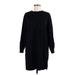 Old Navy Casual Dress - Shift Crew Neck 3/4 sleeves: Black Print Dresses - Women's Size Large
