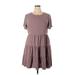 Shein Casual Dress - Mini Crew Neck Short sleeves: Brown Dresses - Women's Size 2X