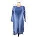 Press Dress Casual Dress - Shift Scoop Neck 3/4 sleeves: Blue Stripes Dresses - Women's Size Medium