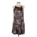 Charming Charlie Casual Dress - Mini Scoop Neck Sleeveless: Black Floral Dresses - Women's Size Large