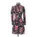 Zara Cocktail Dress - A-Line High Neck Long sleeves: Black Floral Dresses - Women's Size X-Small