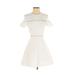 Topshop Casual Dress - A-Line Crew Neck Short sleeves: Ivory Print Dresses - Women's Size 4