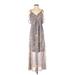 Jessica Simpson Casual Dress - A-Line V Neck Sleeveless: Gray Dresses - Women's Size Small