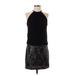 Jessica Simpson Cocktail Dress - DropWaist Crew Neck Sleeveless: Black Print Dresses - Women's Size 2