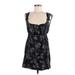 BCBGMAXAZRIA Casual Dress - A-Line: Black Floral Dresses - Women's Size Large