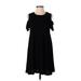 Style&Co Casual Dress - A-Line High Neck Short sleeves: Black Solid Dresses - Women's Size Small Petite