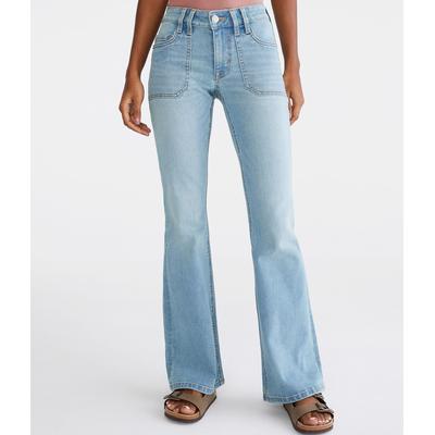 Aeropostale Womens' Flare Low-Rise Jean - Washed Denim - Size 8 R - Cotton