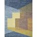 Blue/Brown 168 x 120 x 0.25 in Area Rug - Bokara Rug Co, Inc. Abstract Hand-Knotted Area Rug in Blue/Yellow/Brown | Wayfair GRWHPH-02MUMUA0E0