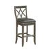 American Heritage HADLEY BAR HEIGHT STOOL GLACIER/CHARCOAL Wood/Upholstered in Black/Brown/Gray | 26.5 W x 21.5 D in | Wayfair 111135
