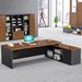 My Lux Decor Drawers Corner Office Desk Dark European L Shaped European Computer Desks Laptop Metal Wood in Brown | Wayfair 14:200844061#160 x60 cm