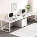 My Lux Decor 94.4 Inches L Shaped Computer Desk Office Corner Table w/ Storage Cabinet Desk Multi Display in White/Brown | Wayfair