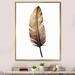 Bungalow Rose Brown Boho Feather On White Watercolor Framed On Canvas Print Metal in Blue/Orange | 32 H x 24 W x 1 D in | Wayfair
