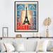 Ophelia & Co. Retro Stamp Illustration Paris Eiffel Tower On Canvas Print Metal in Black/Blue/Red | 32 H x 16 W x 1 D in | Wayfair