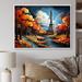 Winston Porter Autumn in Paris by the Eiffel Tower - Print on Canvas Metal in Blue/Brown/Orange | 24 H x 32 W x 1 D in | Wayfair