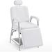 Inbox Zero Recliner Tattoo Chair w/ Headrest, Adjustable Spa Massage Bed w/ Storage Shelf 2767 Faux Leather in White | Wayfair