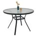 Winston Porter Omraj 40 L x 40 W Outdoor Table Glass/Metal in Black | 28 H x 40 W x 40 D in | Wayfair CCED4B6C95644AECBF44BB4984D8A7A6