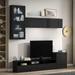 Latitude Run® High Gloss Osee TV Stand Set w/ Wall Mounted Cabinets Wood in Black | Wayfair D9F8D37A623A466EB37F80E813EF58CB