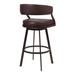 Wade Logan® Dehn Swivel Faux Leather Counter & Bar Stool w/ Metal Base & Footrest Upholstered/Metal in Brown | Bar Stool (30" Seat Height) | Wayfair