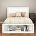 Kid's Bed with Shelf on the End of the Bed, Full Size Space-saving Platform Bed with Drawer on the Each Side, White