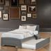 Elegant Design Solid Pine Wood Twin Size Platform Bed with Twin Size Trundle Bedroom Furniture, Gray