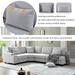 Modern Gray Modular Curved Sofa Wedge Armless Sectional Sofa 4-seat Chaise Lounge with 4 Pillows and Cup Holder for Living Room