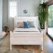 Wooden Bed with Headboard and Footboard, Twin Size Platform Bed with Wood Slat Support for Living Room, Bedroom, White