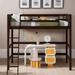 Elegant Design High-Quality Solid Wood Twin Size Loft Bed with Ladder and Guard Rails Kids Furniture, Gray