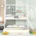 Twin Wooden House Bunk Bed w/ Extending Trundle, Roof & Ladder