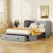 Queen Size Murphy Bed with USB Port and a Large Drawer for Bedroom, Gray