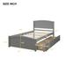 Space-saving Twin size Platform Bed with Two Storage Drawers, Wooden Bed with Headboard and Footboard for Bedroom, Grey