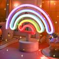 QJUHUNG Neon Sign LED Rainbow-shaped Neon Light Battery/USB Powered Colorful Neon Lamp with Holder Base Rainbow Nightlight Decorative Table Light for Birthday Bar Party