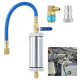 R134A Compressor Oil Injector Kit 2oz AC Oil Injector Tool with 1/4 SAE Low Pressure Quick Coupler Oil & Dye Injector Refrigerant Tool for R134A R12 R22 Refrigerant Systems