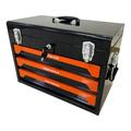 Homhougo Tool Box with Tool Set 3 Drawers Metal Toolbox Portable Tool Chest Organizer with Ball-Bearing Drawer Slides for Garage Workshop